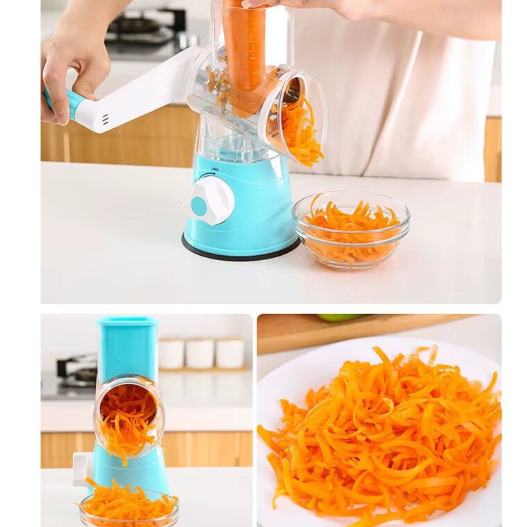 Fini les heures à râper et couper… Tournez la manivelle et c’est prêt !